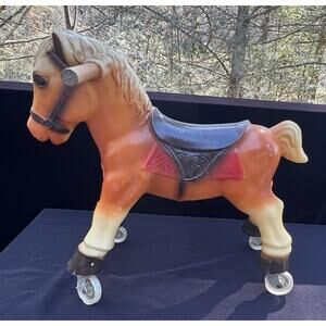 1950’s Pressman Toy Corp Riding Horse On Wheels Blow Mold Pony 16" Tall